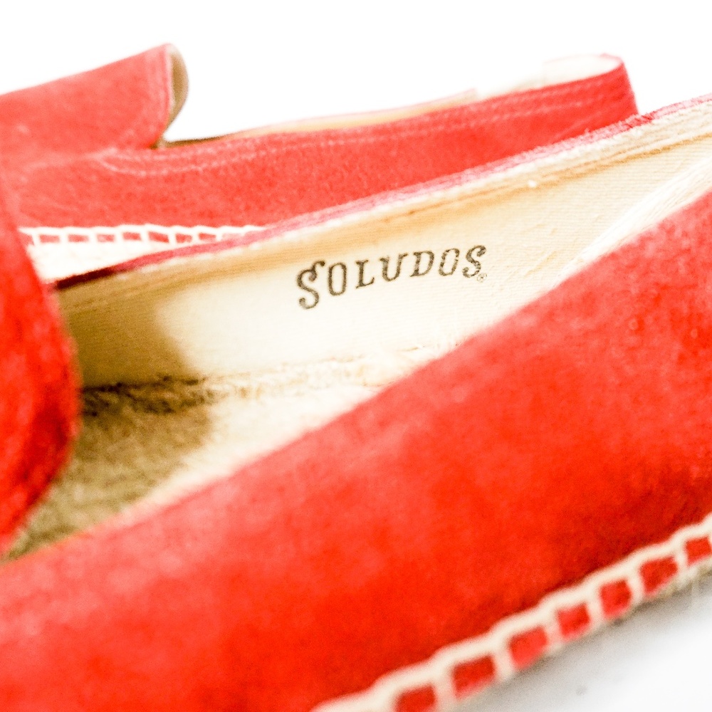 SOLUDOS Espadrilles Red Woven Canvas Slides 7 - Picture 2 of 7